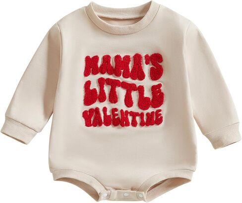 Dcohmch Baby Boy Girl Valentines Day Outfit Mamas/Daddys Little Valentine Embroidery Romper Newborn Infant Spring Clothes in Saudi Arabia