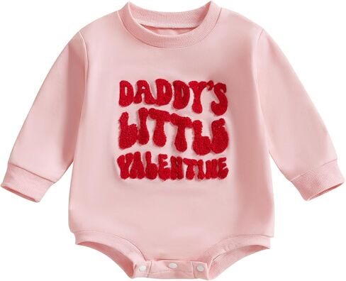 Dcohmch Baby Boy Girl Valentines Day Outfit Mamas/Daddys Little Valentine Embroidery Romper Newborn Infant Spring Clothes in Saudi Arabia
