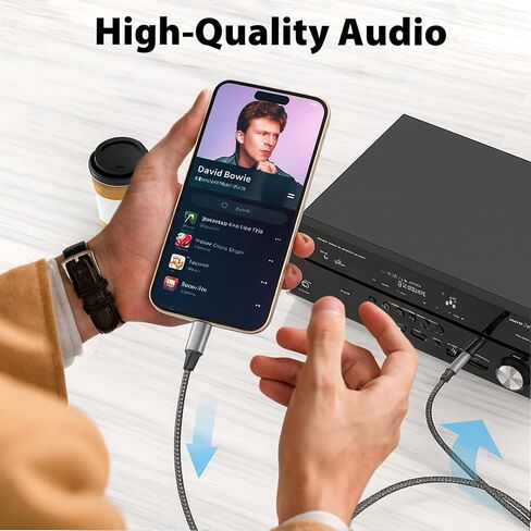 كابل صوت USB C إلى 1/4 بوصة، سلك محول USBC إلى 1/4 ستيريو موصلات مطلية بالذهب مضفرة من النوع C إلى 6.35 مم كابل TRS شريحة صوت مدمجة للجيتار ومكبر الصوت ومكبر الصوت وسماعات الرأس، 6.6 قدم in Kuwait