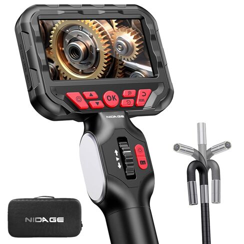 nidage 2-way مفصل كاميرا borescope مع الضوء، المنظار الصناعي مع 0.24in مفصلية كاميرا التفتيش الأفعى، مرنة الألياف البصرية نطاق الكاميرا لميكانيكا الطائرات السيارات، 5.2ft in Saudi Arabia