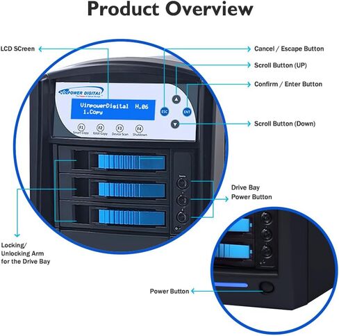 Vinpower Digital HDDShark 1 إلى 14 ناسخ القرص الصلب SATA المستقل يدعم سرعة نقل 2.5 بوصة و3.5 بوصة HDD SSD 75 ميجابايت/ثانية in Saudi Arabia