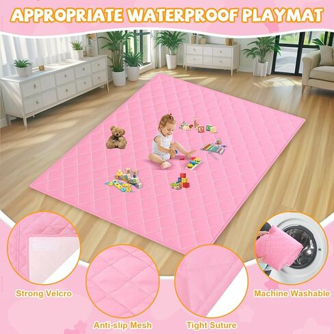 79x71 in Baby Playpen with Mat: Large Play Pen for Babies and Toddlers - Baby Gate Playpen with Soft Breathable Mesh - All-Wrapped Sponge Sturdy Safety Play Yard with 2 Handles & Bag, Pink in Saudi Arabia