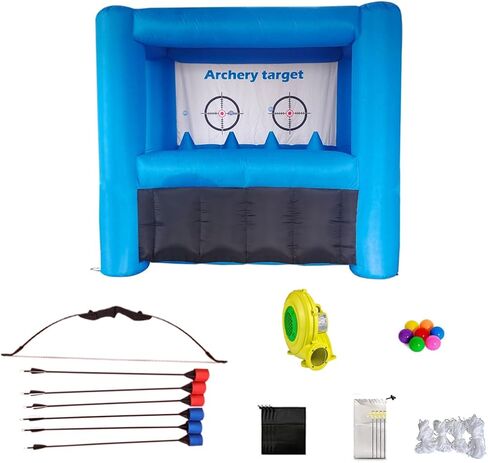 Inflatable Archery Range Floating Ball Shooting Archery Target Interactive Sport Games with 1 Longbow + 6 EVA Arrows+6 Balls, Air Blower, for Parties, Lawn Games in Saudi Arabia