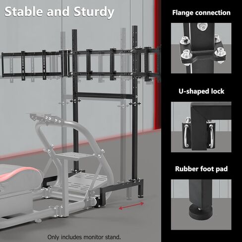 Suppllueer Racing Simulator Triple Monitor Stand Adjustable for 24-32 Inch Screens Triple-Screen Display Stand Compatible with Round Tube Cockpit in Kuwait
