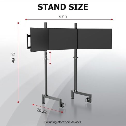 Suppllueer Racing Simulator Triple Monitor Stand Adjustable for 24-32 Inch Screens Triple-Screen Display Stand Compatible with Round Tube Cockpit in Kuwait