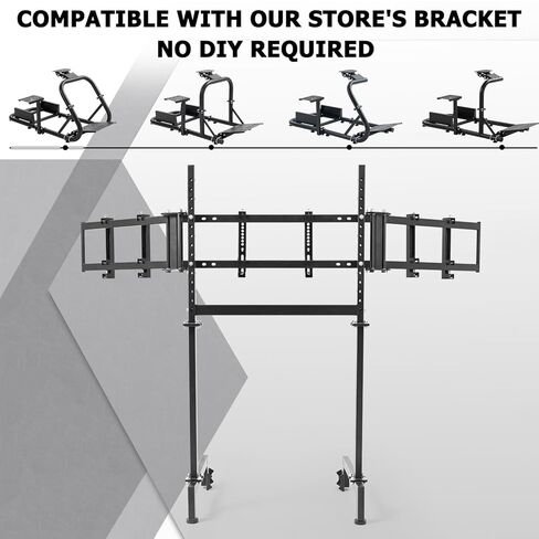 Suppllueer Racing Simulator Triple Monitor Stand Adjustable for 24-32 Inch Screens Triple-Screen Display Stand Compatible with Round Tube Cockpit in Kuwait