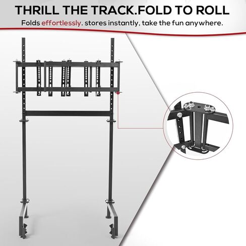 Suppllueer Racing Simulator Triple Monitor Stand Adjustable for 24-32 Inch Screens Triple-Screen Display Stand Compatible with Round Tube Cockpit in Kuwait
