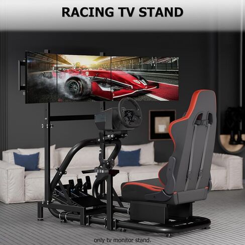 Suppllueer Racing Simulator Triple Monitor Stand Adjustable for 24-32 Inch Screens Triple-Screen Display Stand Compatible with Round Tube Cockpit in Kuwait