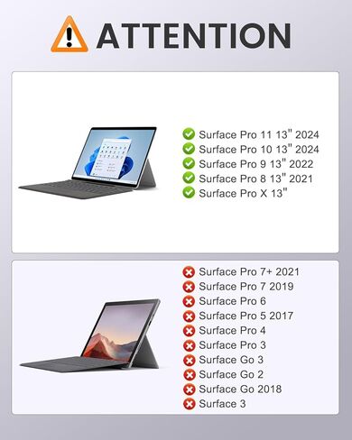 لوحة مفاتيح MoKo لجهاز Surface Pro 11، لوحة مفاتيح بلوتوث لاسلكية محمولة رفيعة للغاية Microsoft Surface Pro 11/10/9/8/X مع لوحة تتبع مقاومة لراحة اليد، إضاءة خلفية 7 ألوان، حامل قلم، عمر بطارية طويل، أسود in Kuwait