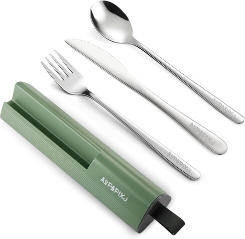 18/8 Stainless Steel Reusable Portable Utensils Set with Case & Phone Stand - Travel Flatware Kit for Office, Camping, Picnic, Outdoor Activities in Saudi Arabia