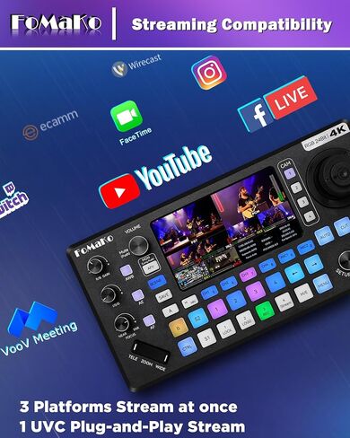 كاميرا FoMaKo 60FPS 4K NDI PTZ، تكبير بصري 20X، محول فيديو KC800 4K HDMI متكامل وحدة تحكم PTZ مدمجة للاستوديو المباشر، عروض المسرح البث المباشر (K820NX3+KC800) in Kuwait