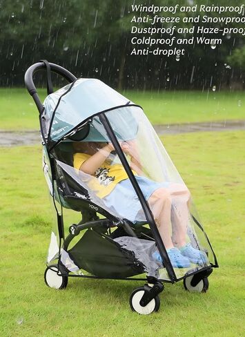 Highly Clear Stroller Thick Rain Cover Fit for Babyzen YOYO, Extend Pram Wind Cover Baby Stroller Accessories Weather Shield Full Coverage Zipper Opening Waterproof Breathable with Side mesh in Kuwait