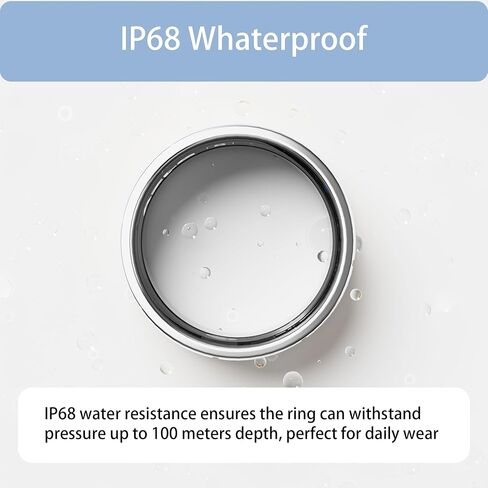 Smart Ring 1.0 for Men/Women, No Subsripition Fee, 7-8 Days Battery Life, HRV/Stress Monitoring/Sleep Track/Fitness for iOS and Android(Gloss Black & Silver, Size 14) in Saudi Arabia