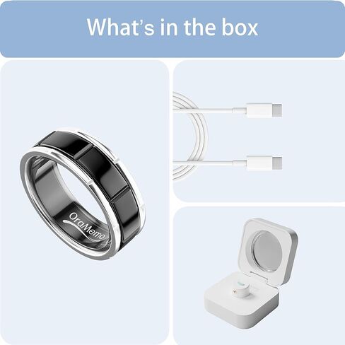Smart Ring 1.0 for Men/Women, No Subsripition Fee, 7-8 Days Battery Life, HRV/Stress Monitoring/Sleep Track/Fitness for iOS and Android(Gloss Black & Silver, Size 14) in Saudi Arabia