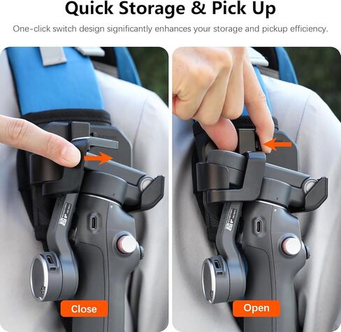 حزام ظهر AMAZEAR حامل سريع الفك لـ DJI OSMO Mobile 8/7 / 7Pro، OM7 Pro Accessories حامل مشبك حزام الكتف للتخزين والاختيار السريع والسهل، أسود in Kuwait