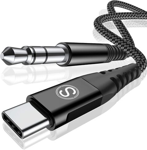 كابل USB من النوع C إلى 3.5 ملم صوت Aux 4ft USB C إلى 3.5 ملم سماعة رأس ستيريو للسيارة كابل Aux لـ iPhone 17 16 15 MacBook iPad Pro Air، Galaxy S25 S24 S23 S22 S21 S20 Note Flip Fold Pixel LG Moto in Kuwait