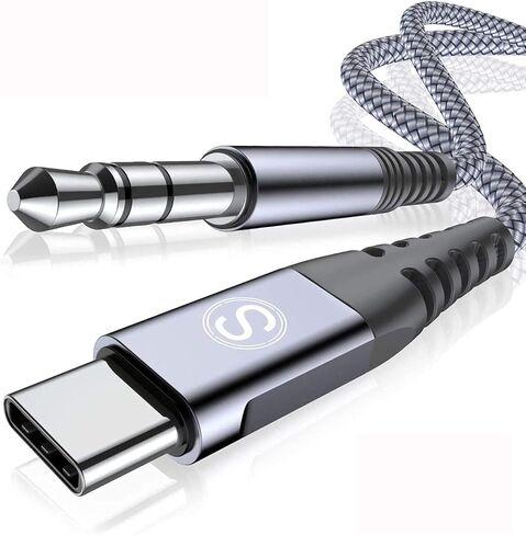 كابل USB من النوع C إلى 3.5 ملم صوت Aux 4ft USB C إلى 3.5 ملم سماعة رأس ستيريو للسيارة كابل Aux لـ iPhone 17 16 15 MacBook iPad Pro Air، Galaxy S25 S24 S23 S22 S21 S20 Note Flip Fold Pixel LG Moto in Kuwait