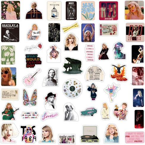 100pcs Music Taylor Stickers Pack,Waterproof Decal for Water Bottle,Adult Teen Kids Travel Case, Laptop, Guitar, Skateboard, Phone, Computer, Bike, Notebook, Helmet in Saudi Arabia
