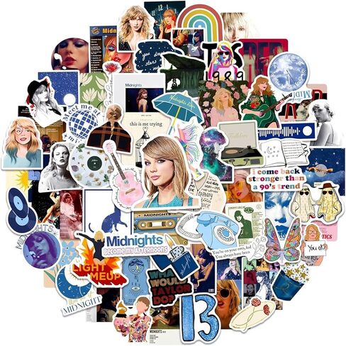 100pcs Music Taylor Stickers Pack,Waterproof Decal for Water Bottle,Adult Teen Kids Travel Case, Laptop, Guitar, Skateboard, Phone, Computer, Bike, Notebook, Helmet in Saudi Arabia