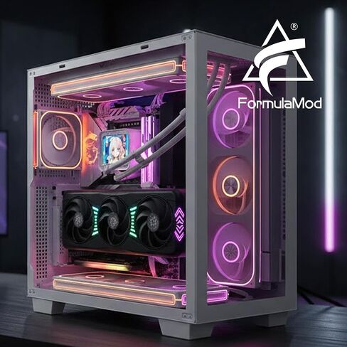 Formulamod V3 Vertical GPU Bracket Kit with PCIe 5.0 x16 Riser Cable, Adjustable (13-17cm) Mount, 5V ARGB Sync, Heavy-Duty Steel, 90-Degree Gen5 Riser for ATX/MATX (7-Slot Open-PCI Design) (Black) in Saudi Arabia