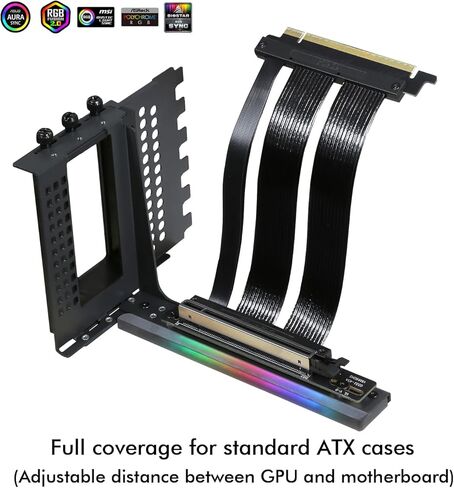 Formulamod V3 Vertical GPU Bracket Kit with PCIe 5.0 x16 Riser Cable, Adjustable (13-17cm) Mount, 5V ARGB Sync, Heavy-Duty Steel, 90-Degree Gen5 Riser for ATX/MATX (7-Slot Open-PCI Design) (Black) in Saudi Arabia