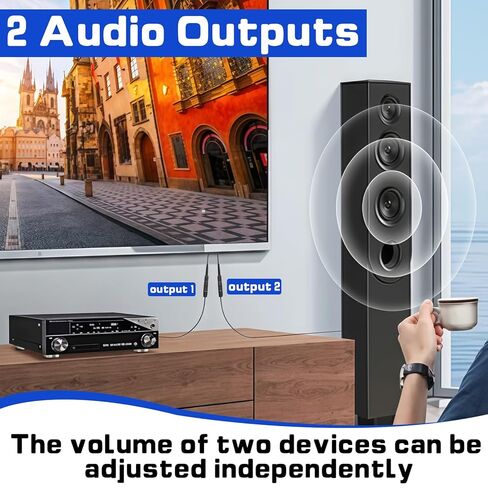 1 in 2 Out Optical Audio Splitter, Digital Fiber Optic Splitter 1 Male Input 2 Female Output, Supports LPCM/DTS for Xbox, PS5, Home Theatre & TV Box in Kuwait