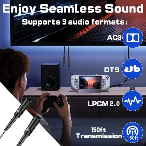 1 in 2 Out Optical Audio Splitter, Digital Fiber Optic Splitter 1 Male Input 2 Female Output, Supports LPCM/DTS for Xbox, PS5, Home Theatre & TV Box in Kuwait