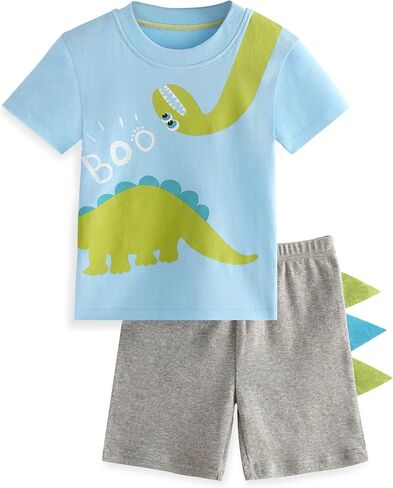 Yoofoss Toddler Pajamas Organic Cotton Baby Girl Boy Pajamas Summer Short Sleeve Kids Clothes Snug Fit Pjs Set 2 Piece in Kuwait