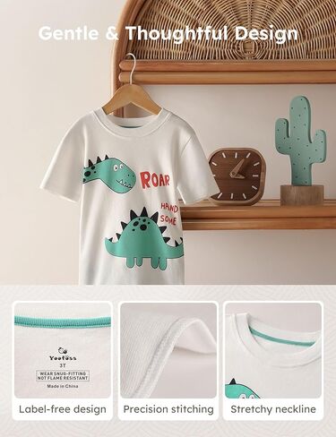 Yoofoss Toddler Pajamas Organic Cotton Baby Girl Boy Pajamas Summer Short Sleeve Kids Clothes Snug Fit Pjs Set 2 Piece in Saudi Arabia