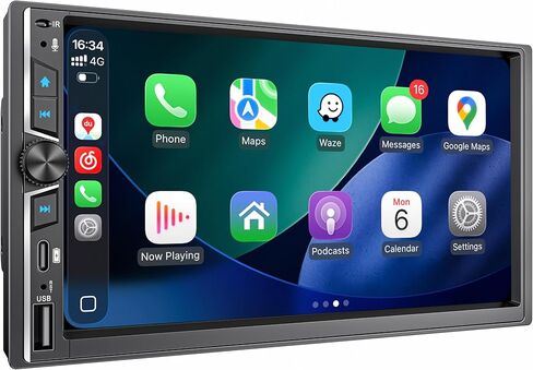 ستيريو سيارة مزدوج الدين مقاس 7 بوصات مع Apple CarPlay وAndroid Auto اللاسلكي، DSP حصريًا، صوت عالي الطاقة 240 وات، بلوتوث 5.3 بدون استخدام اليدين، راديو FM، التحكم في عجلة القيادة، كاميرا احتياطية تلقائية in Kuwait