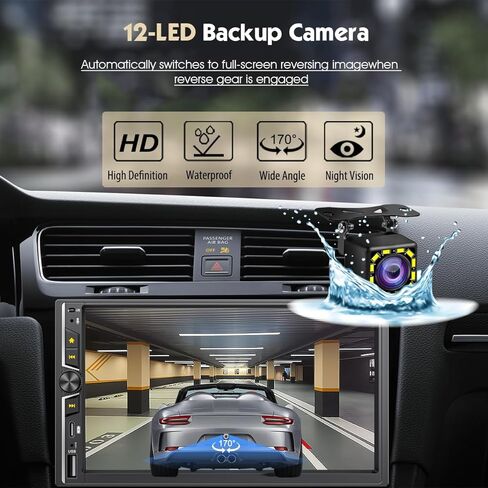 ستيريو سيارة مزدوج الدين مقاس 7 بوصات مع Apple CarPlay وAndroid Auto اللاسلكي، DSP حصريًا، صوت عالي الطاقة 240 وات، بلوتوث 5.3 بدون استخدام اليدين، راديو FM، التحكم في عجلة القيادة، كاميرا احتياطية تلقائية in Kuwait