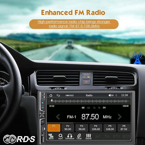 ستيريو سيارة مزدوج الدين مقاس 7 بوصات مع Apple CarPlay وAndroid Auto اللاسلكي، DSP حصريًا، صوت عالي الطاقة 240 وات، بلوتوث 5.3 بدون استخدام اليدين، راديو FM، التحكم في عجلة القيادة، كاميرا احتياطية تلقائية in Kuwait