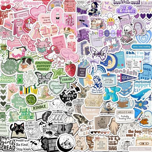 130PCS Book Stickers for Kindle, Bookish Sticker, Reading Decals for Laptop E-Reader Booktok Water Bottles Journal Scrapbook,Kindle Inserts Stickers (Glossy) in Saudi Arabia