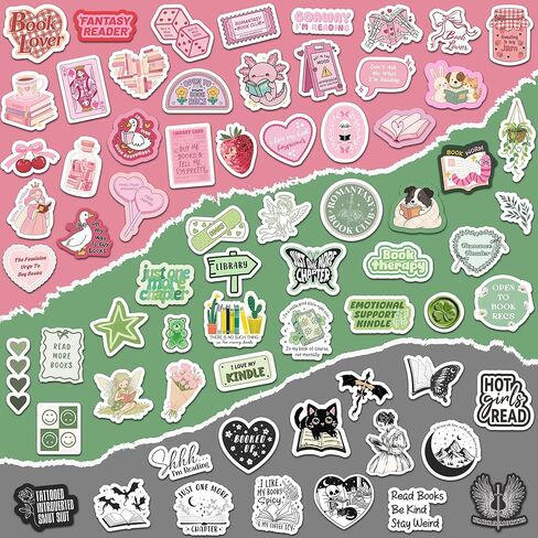130PCS Book Stickers for Kindle, Bookish Sticker, Reading Decals for Laptop E-Reader Booktok Water Bottles Journal Scrapbook,Kindle Inserts Stickers (Glossy) in Saudi Arabia