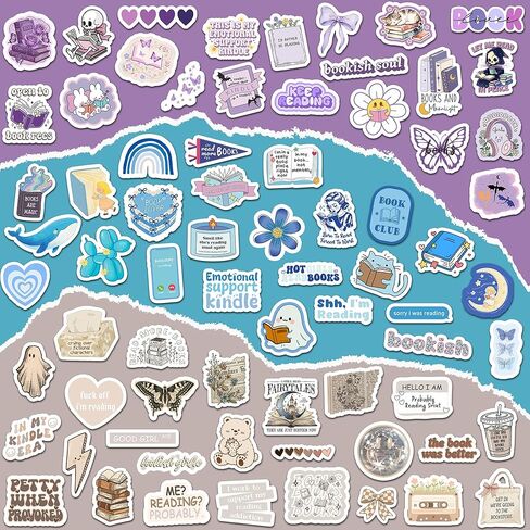 130PCS Book Stickers for Kindle, Bookish Sticker, Reading Decals for Laptop E-Reader Booktok Water Bottles Journal Scrapbook,Kindle Inserts Stickers (Glossy) in Saudi Arabia