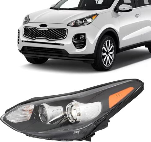 مصباح هالوجين أمامي مع LED DRL متوافق مع المصابيح الأمامية كيا سبورتاج 2017-2022 مع مصابيح 1 زوج للسائق الأيسر وجانب الراكب الأيمن 92101-D9110 92101D9110 92102-D9110 92102D9110 in Kuwait