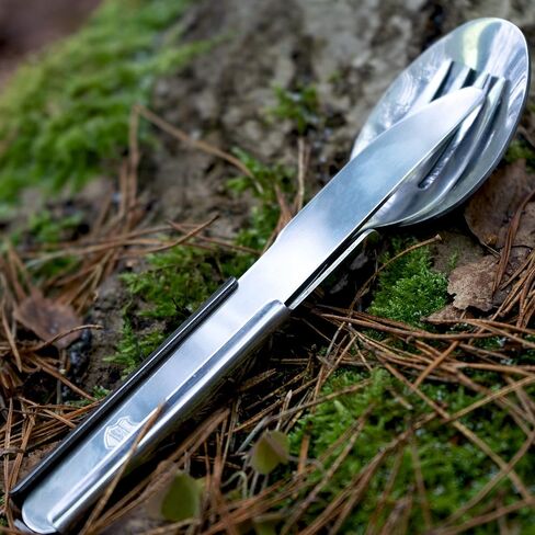 Original Hungarian army cutlery set 4 pieces. Eating utensils military issue spoon fork knife kit flatware multi-tool Camping bottle can opener stainless steel NEW in Kuwait