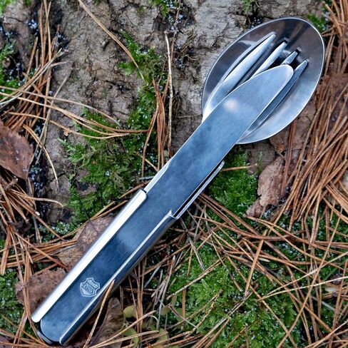 Original Hungarian army cutlery set 4 pieces. Eating utensils military issue spoon fork knife kit flatware multi-tool Camping bottle can opener stainless steel NEW in Kuwait