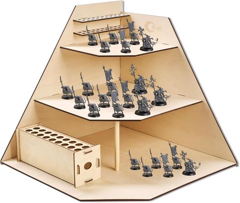 OPHIR Paint Organizer, Wooden 104 Holes Paint Holder with 26 Brush Holes, 1 Brush Holder with 6 Slots, 2 Painting Handles, 2 Drawers for Miniature Paints Storage in Saudi Arabia