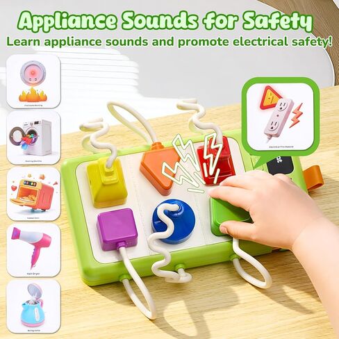 JoyCat Busy Board Plug Playset for Toddlers 1-3, Sensory Power Strip with Colors, Songs & Appliance Sounds, Fine Motor Learning Board with Cards & Suction Cups, Travel Activity for Car & Home in Saudi Arabia