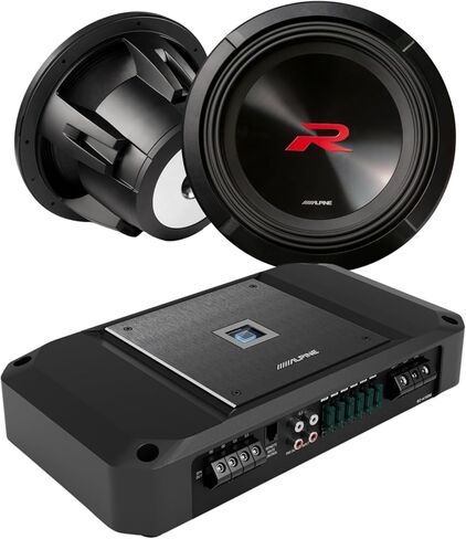 Alpine R2-W12D2 12 "2250W Peak Dual 2-Ohm Subwoofer R2-A150M 1500W RMS Monoblock Amplifier Bundle - Ultimate R-Series Car Audio Upgrade in Kuwait