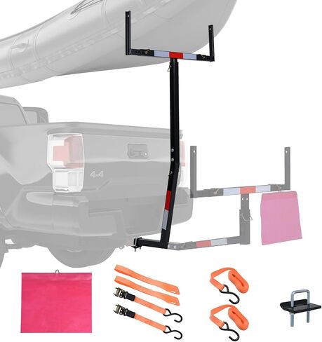 Goplus Pick up Truck Bed Hitch Extender Adjustable Extension Rack w/Flag for Ladder, Rack, Canoe, Kayak, Long Pipes and Lumber (Black) in Saudi Arabia