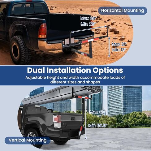 Goplus Pick up Truck Bed Hitch Extender Adjustable Extension Rack w/Flag for Ladder, Rack, Canoe, Kayak, Long Pipes and Lumber (Black) in Saudi Arabia