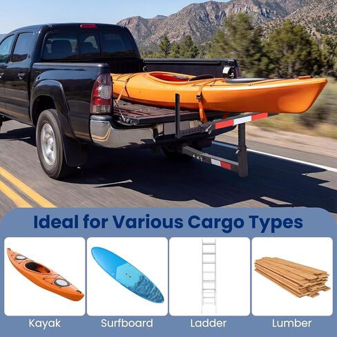 Goplus Pick up Truck Bed Hitch Extender Adjustable Extension Rack w/Flag for Ladder, Rack, Canoe, Kayak, Long Pipes and Lumber (Black) in Saudi Arabia