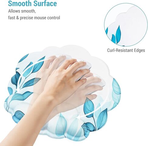 Conmputer Desk Mat Set, 4 in 1 Cloud-Shaped Ergonomic Wrist Rest Set, Mouse Pad with Non-Slip Base, Memory Foam Silicone Lining Keyboard Wrist Rest, Computers, Offices, Gaming, Blue Stained Leaves in Saudi Arabia