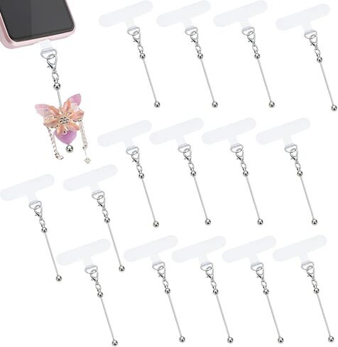 15 Pack Beadable Phone Charms with Blank Bar Smartphone Tether Tap Universal Lanyard Patch Accessories for Cell Mobile Phone in Saudi Arabia