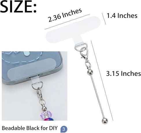 15 Pack Beadable Phone Charms with Blank Bar Smartphone Tether Tap Universal Lanyard Patch Accessories for Cell Mobile Phone in Saudi Arabia