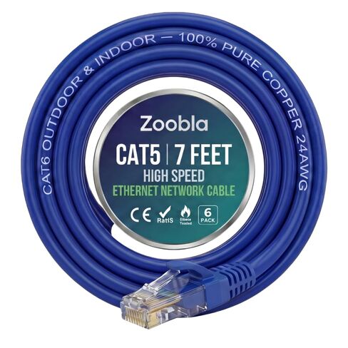 كابل تصحيح Cat5e UTP Ethernet، كابل شبكة محلية نحاسية نقية 100%، موصلات RJ-45، 1000 ميجابت في الثانية، كابل شبكة داخلي، تم اختباره على فلوك - 10 أقدام in Kuwait