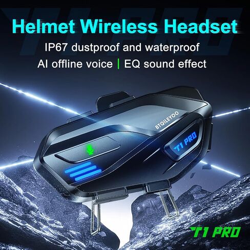 T1PRO Motorcycle Bluetooth Headset​​ - Bluetooth 6.0 for Motorcycle, 40H Playtime, IPX67 Waterproof, Dual Device Connect, Auto-Answer Calls, HiFi Sound with Noise Cancellation in Saudi Arabia