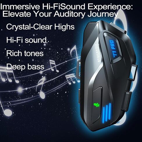 T1PRO Motorcycle Bluetooth Headset​​ - Bluetooth 6.0 for Motorcycle, 40H Playtime, IPX67 Waterproof, Dual Device Connect, Auto-Answer Calls, HiFi Sound with Noise Cancellation in Saudi Arabia